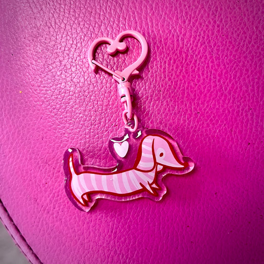 Porte-clé teckel rayures