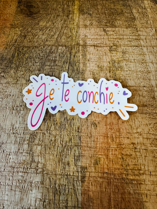 Je te conchie, autocollant